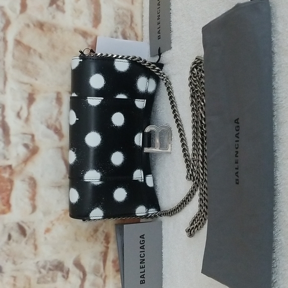 New BALENCIAGA  Hourglass Polka Dot Wallet With Chain Bag - Picture 1 of 15